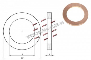 USZCZELKA MIEDZIANA 9.0X22.0/1.0 /DIN 7603/