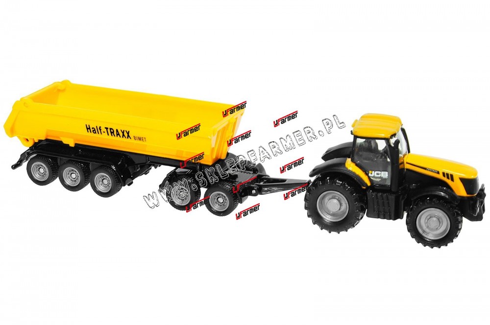 ZABAWKA 1:87 CIĄGNIK JCB Z PRZYCZEPĄ 1858 SIKU